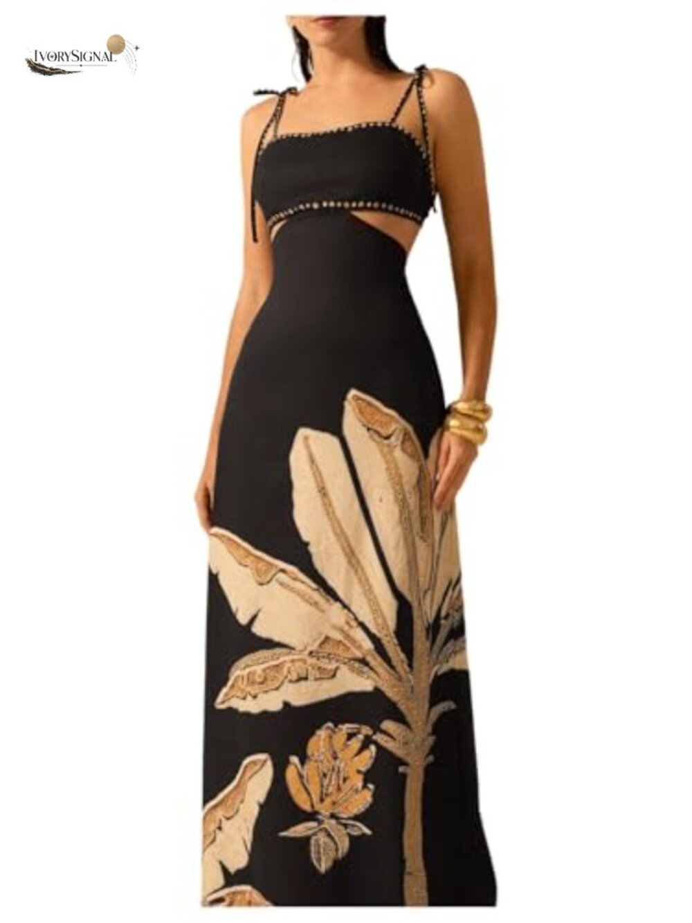 Women's Summer Maxi Dress Tropical Cut Out Backless Cami Sundress Sleeveless